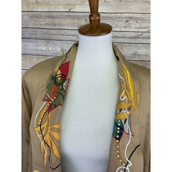 Marc D’Alcy Size 10 Vintage Jacket Embroidered Beaded Open Front Retro 80’s - Picture 2 of 10